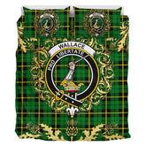 Wallace Hunting Green Tartan Crest Bedding Set - Golden Thistle Style